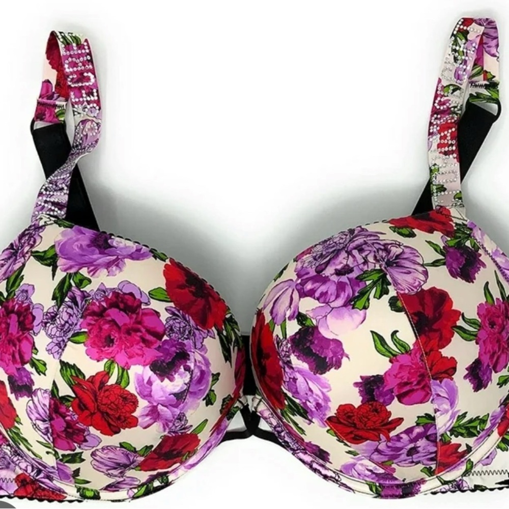 Victoria's Secret Floral Bra in Red and Purple